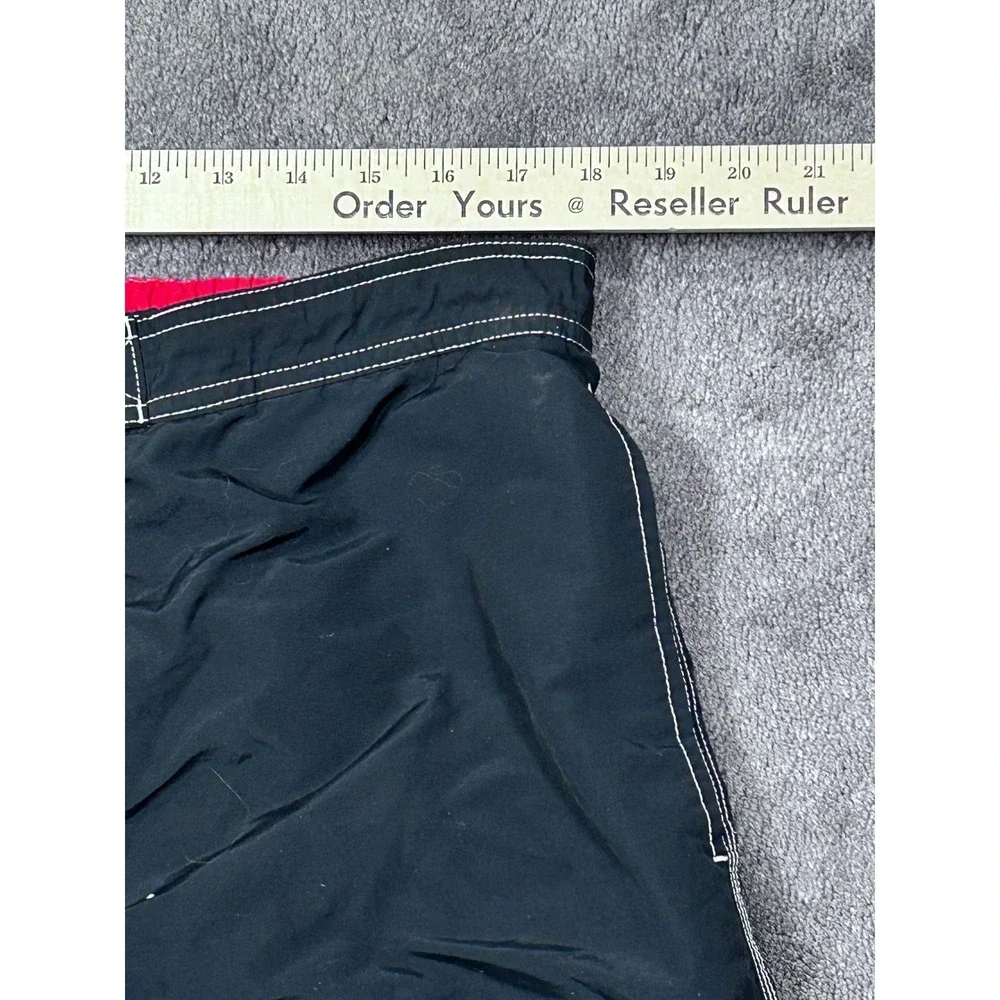 Polo Ralph Lauren Men 40 Black w Red Logo & Emblem Board Style Lined Swim Trunks